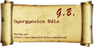 Gyorgyovics Béla névjegykártya